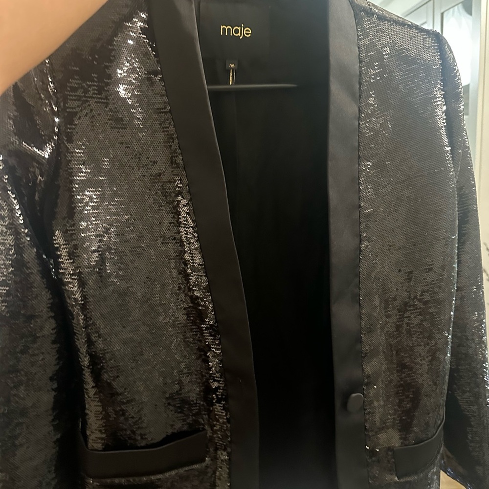Maje Black Sequin Blazer - Picture 3 of 5